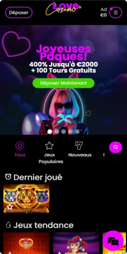 Page d'accueil Love Casino