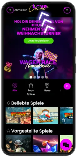 Love Casino Registrieren-Button