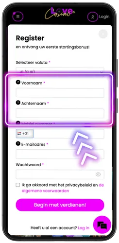 Naam, geboortedatum en adres invullen