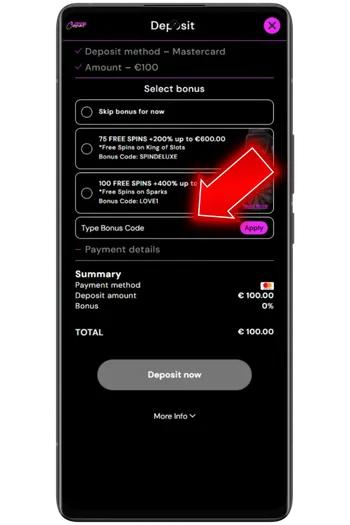 Confirm the deposit