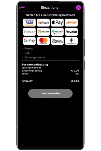 Einzahlungsbetrag festlegen