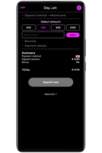 Set your deposit amount