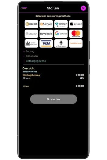 Stortingsbedrag instellen